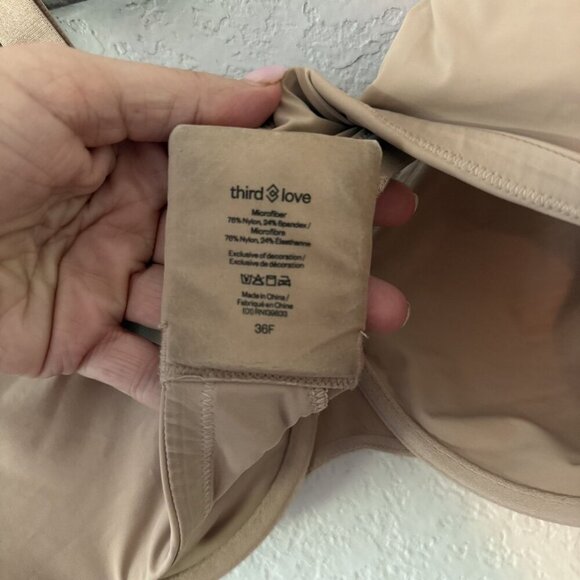 ThirdLove Beige Underwire Bra 36F Adjustable Straps Nylon/Spandex Blend Women - Picture 5 of 5